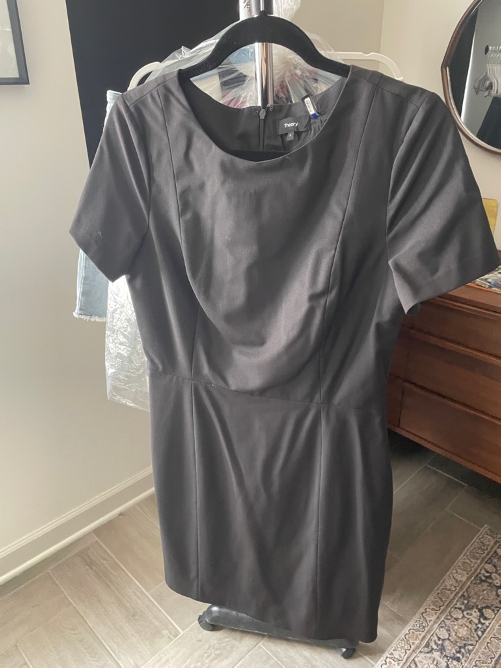 Theory Black Short Sleeve Mini Dress